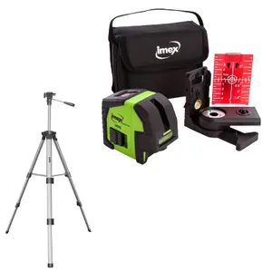 Imex LX22 Cross Line Laser Level Self Levelling Laser 30m +Telescopic 1/4 Tripod