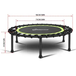 Trampoline Bungee Style Jumper 38" Rebounder Bouncer Exercise Silent Black Green