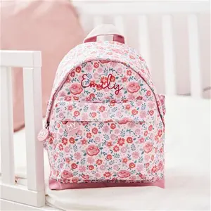 Personalised Pink Ditsy Print Mini Backpack - Embroidered Childrens Backpack In Pink With Floral Print - Kids Backpack - Back To School - My 1st Years