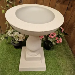 Short Minimalistic Sandstone Birdbath