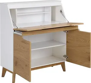 Ernest Writing Bureau In White & Oak Colour - Computer Desks - Cherry Tree Furniture - Office Desks