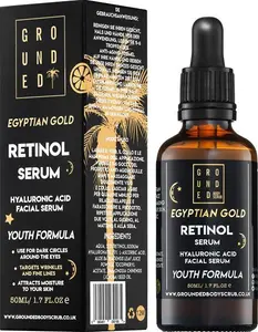 Egyptian Gold Anti Ageing (1%) Retinol Face Serum With Hyaluronic Acid, Vitamin C, Aloe Vera, Vitamin E & Jojoba Seed Oil. High Strength Skin