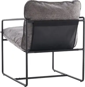 Tivoli Occasional Chair Black Metal Frame with Grey Fabric