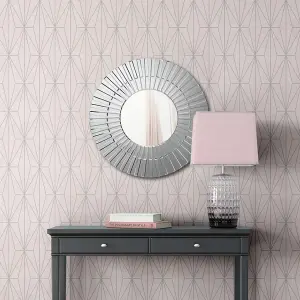 Muriva Pink Geometric Shimmer effect Embossed Wallpaper