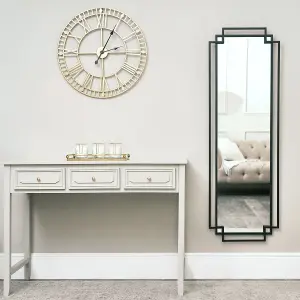 Melody Maison Black Art Deco Wall Mirror 142cm x 47cm