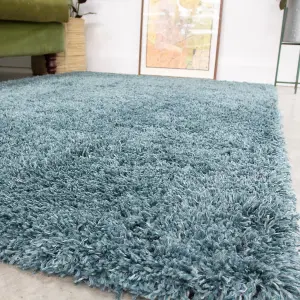 Ocean Blue Thick Soft Shaggy Runner Rug 60x240cm