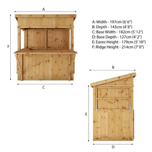 Mercia 6x4 ft with Single door Pent Wooden Garden bar