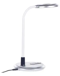 LED Desk Lamp Silver and White COLUMBA