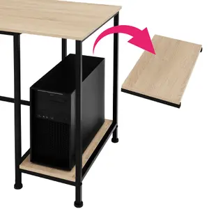 Desk Stoke - 2 side shelves with 2 storage compartments each - industrial wood light, oak Sonoma