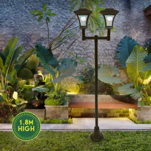 GardenKraft 19510 Twin Head Solar Powered Lamp Post Garden Light