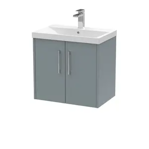 Juno 600mm Wall Hung Single Vanity Unit Coastal Grey