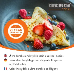 Circulon Total Silver Round Stainless Steel Induction Suitable Non-Stick Frying Pan 25cm