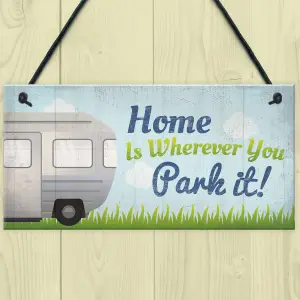 Red Ocean Caravan Home Novelty Camping Camper Plaque Sign Motorhome Gift Hanging Sign