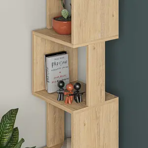 Chane Wall-Mounted Bookcase with 5 Shelves | Modern Storage Unit for Home or Office Saphire Oak