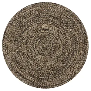 Handmade Rug Jute Black and Natural 120 cm