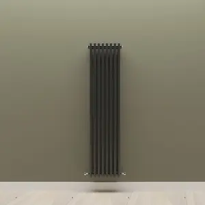 Vertical Black Triple Column Radiator (H) 1500mm x (W) 380mm, 5805 BTU.