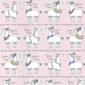 Belgravia Llama Rama Cartoon Blush Pink Childrens Bedroom Nursery Wallpaper 9731