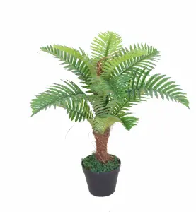 Tradala 2ft Lush Artificial Tree Plant Palm 60cm / 2ft Tall with Real Wood Trunk - For Home Living Room Indoors