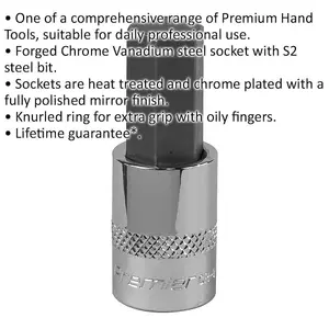 12mm Forged Chrome Vanadium Hex Socket Bit - 3/8" Drive Wrench Tool for Professionals