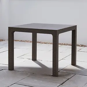 Outdoor Rattan Effect Square Dining Table - Grey