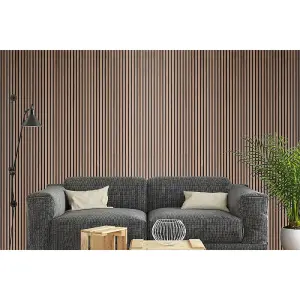 Premium Acoustic Slat Wall Panel 2.4m x 0.6m Walnut