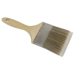 Sealey Wooden Handle Paint Brush 100mm Stainless Steel Multipurpose SPBS100W