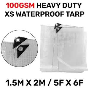 waterproof clear reinforced tarpaulin/builders tarp/camping ground sheet  cover up (1.5m x 2m)