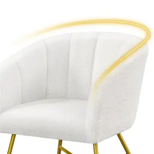 Yaheetech White Upholstered Boucle Barrel Accent Chair