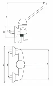 Remer Extended Lever Chrome Plated Wall Mounted Tap Shower Mixer Easy Usable