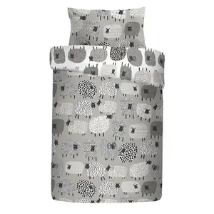 Dotty Sheep 130 TC Reversible Modern & Contemporary Duvet Cover Set Natural / Single - 1 Standard Pillowcase