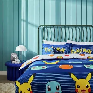 Pokemon Blue Kids Bedding Set - Double