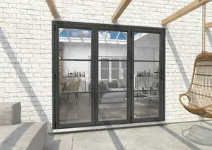 Green & Taylor Heritage Anthracite Grey Aluminium External Bi-folding Doors - 3 Left - 2390 x 2090mm (WxH)