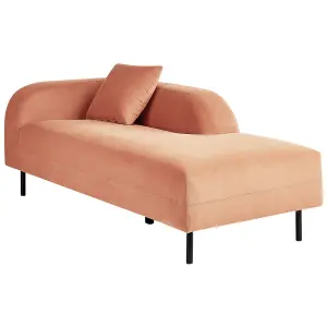 Left Hand Velvet Chaise Lounge Peach Pink LE CRAU