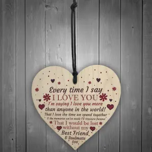 Red Ocean Soulmate Anniversary Gift Handmade Wooden Heart Plaque Valentines Birthday Gift For Him For Her