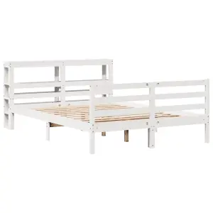 Berkfield Bed Frame without Mattress White 150x200 cm King Size Solid Wood Pine