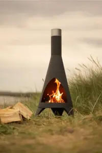 TRURO 120CM CONTEMPORARY BLACK CHIMINEA