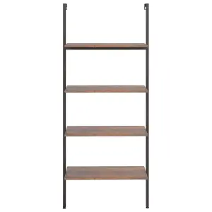 Berkfield 4-Tier Leaning Shelf Dark Brown and Black 64x35x152.5 cm