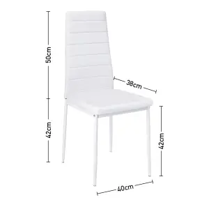 Set of 6 White Dining Chair Set PU Leather Kitchen Chair Accent Chair Set with Metal Legs