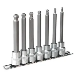 Sealey Hex Ball-End Socket Bit Set 7 Pcs Metric 3/8" Square Drive 100mm AK6212