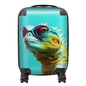 Splashart Iguana Wearing Glasses Suitcase - Small