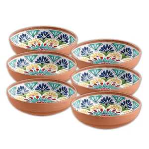 Purely Home Rio Medallion Melamine Low Bowls - Set of 6