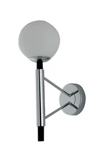 Luminosa Hammond Globe Wall Lamp, Chrome, Opal, White, E14