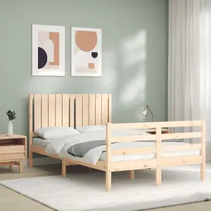 Berkfield Bed Frame with Headboard Small Double Solid Wood