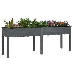 Berkfield Planter with Liner Grey 203x53x76 cm Solid Wood Fir