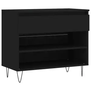 Berkfield Shoe Cabinet Black 70x36x60 cm Engineered Wood