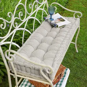 Vintage Style  Cotton Grey Striped Reversible Garden Furniture Bench Cushion