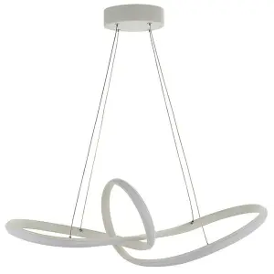 LED Ceiling Pendant Light 31W Warm White Matt White Infinity Loop Feature Lamp