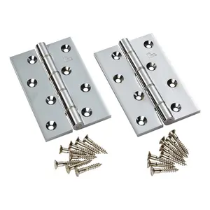 10.2cm H x 6.7cm W Butt Bearing Pair Door Hinges Polished Chrome