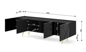 Space TV Cabinet in Black W180cm x H56cm x D42cm