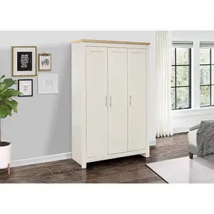 Birlea Highgate 3 Door Wardrobe Cream & Oak